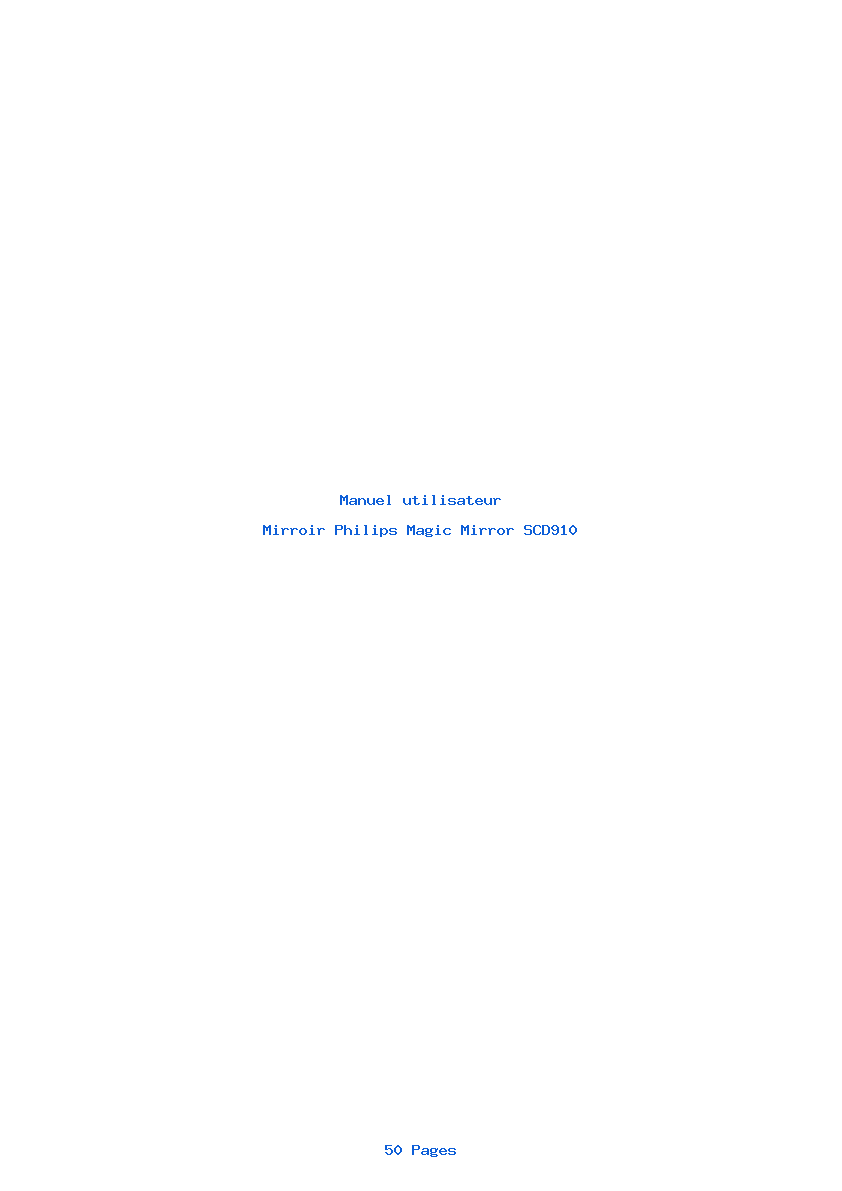 Page 1 de la notice Manuel utilisateur Philips Magic Mirror SCD910