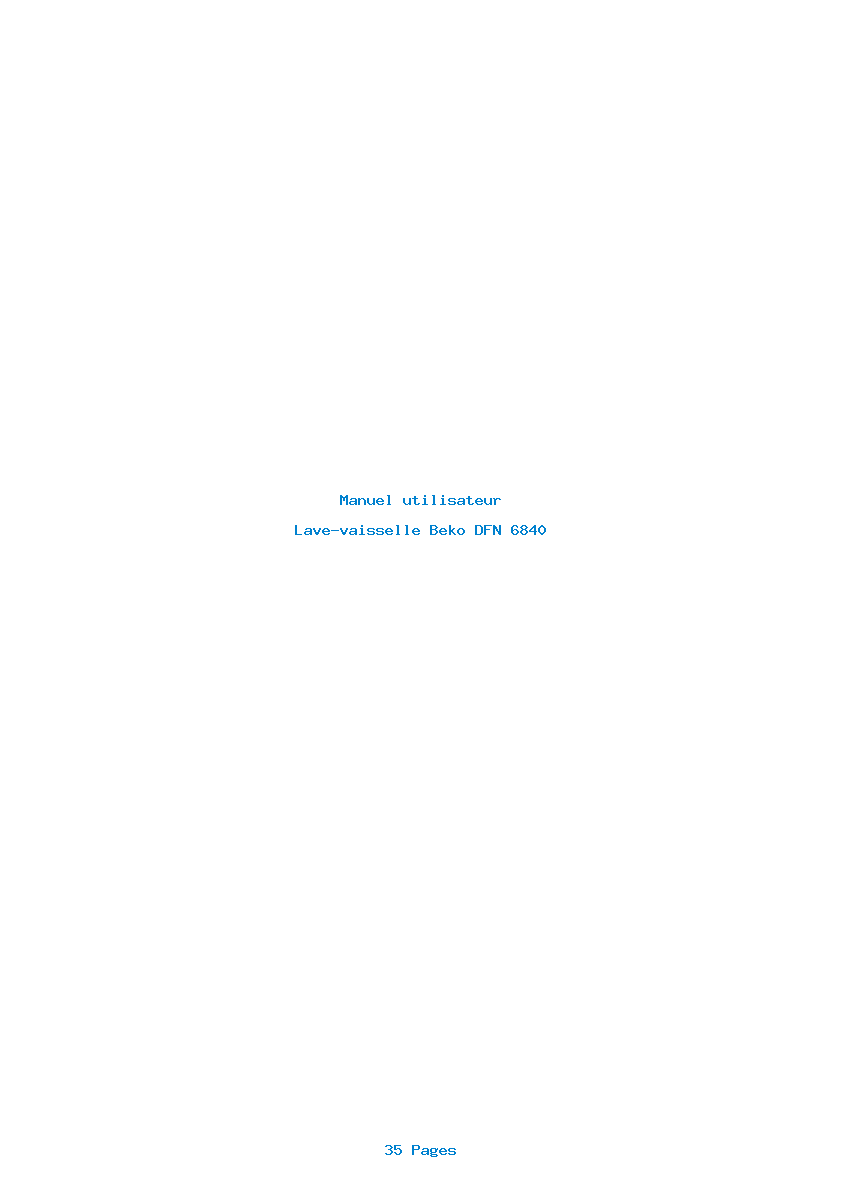 Page 1 de la notice Manuel utilisateur Beko DFN 6840