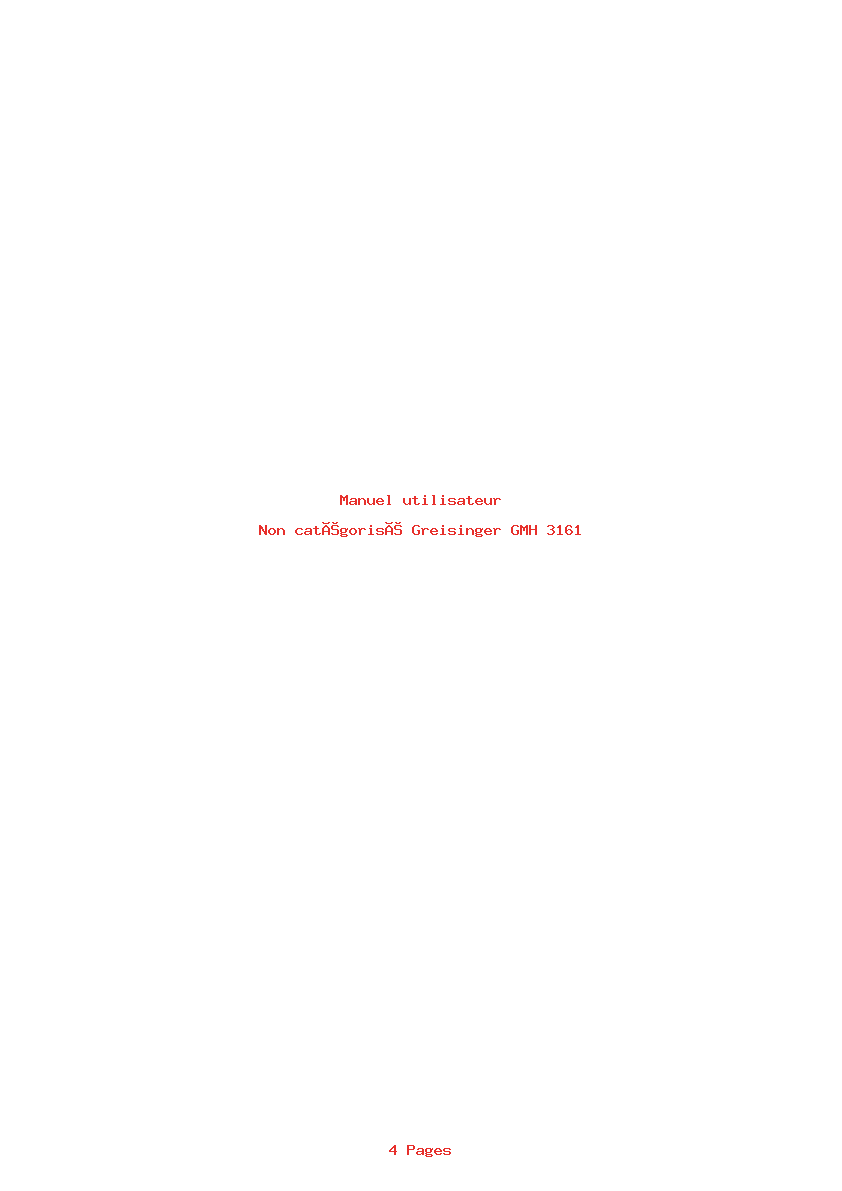 Page 1 de la notice Manuel utilisateur Greisinger GMH 3161