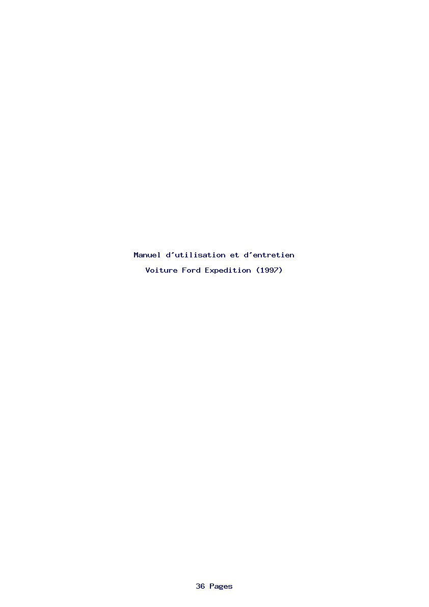 Page 1 de la notice Manuel d'utilisation et d'entretien Ford Expedition (1997)