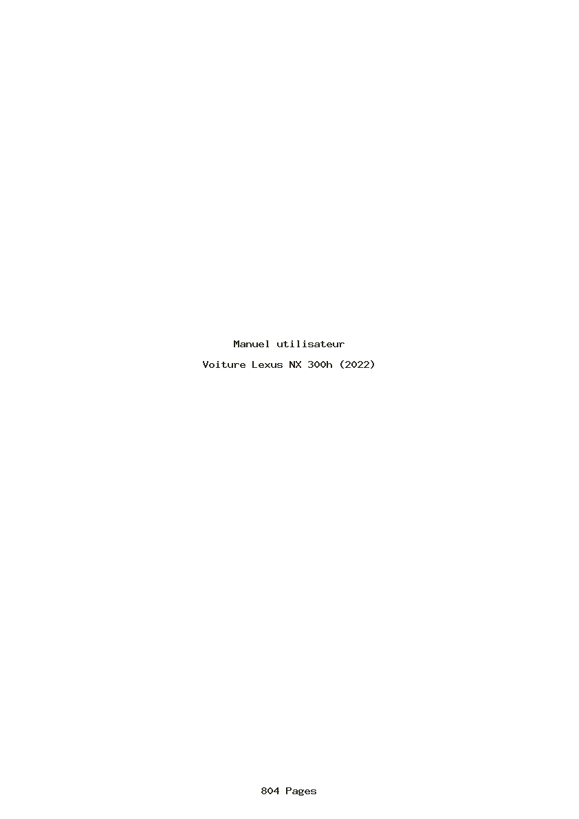 Page 1 de la notice Manuel utilisateur Lexus NX 300h (2022)