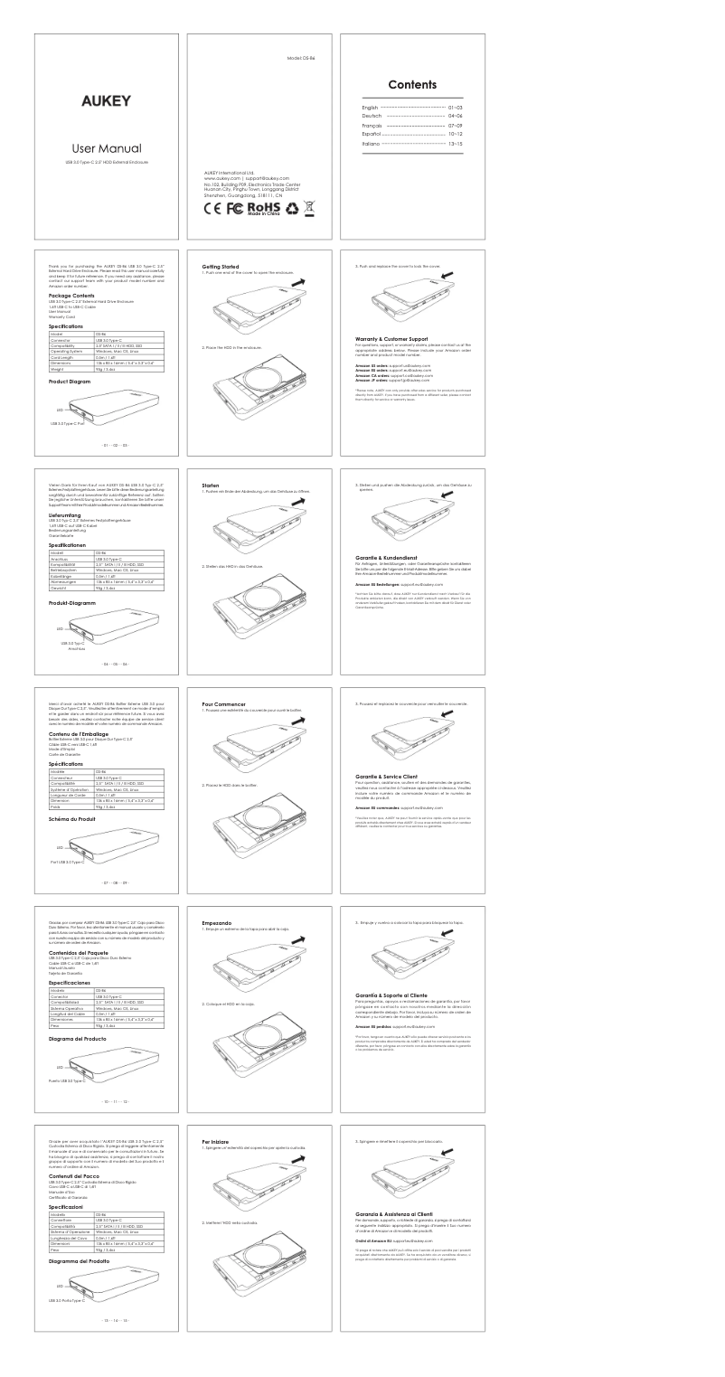 Page 1 of the manual User Manual Aukey PA-Y10