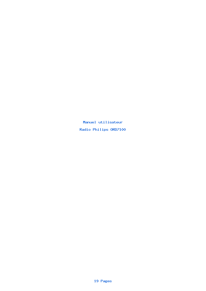 Page 1 de la notice Manuel utilisateur Philips ORD7100