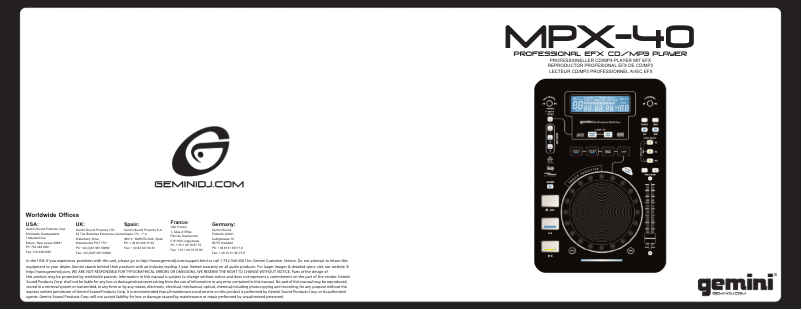 Página 1 del manual Manual de usuario Gemini PS-828X