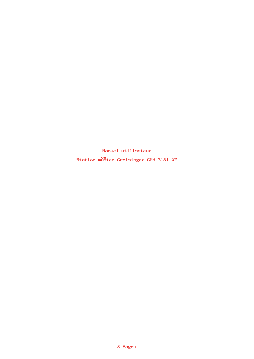 Page 1 de la notice Manuel utilisateur Greisinger GMH 3181-07