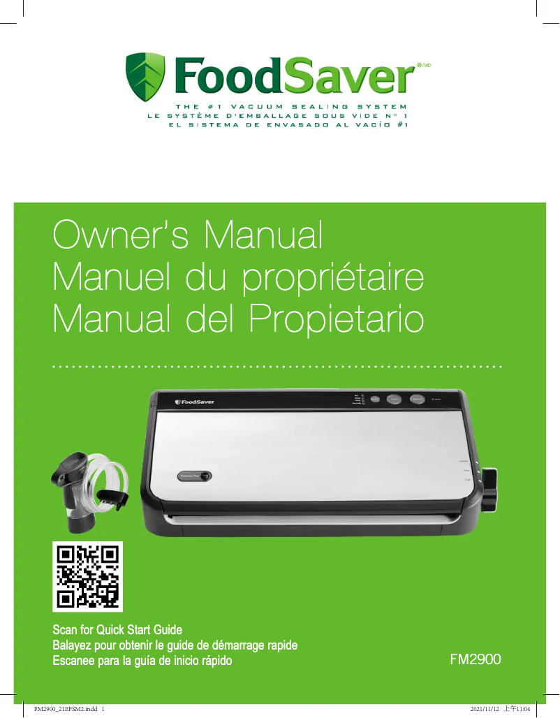 Page 1 de la notice Manuel utilisateur FoodSaver FM2900