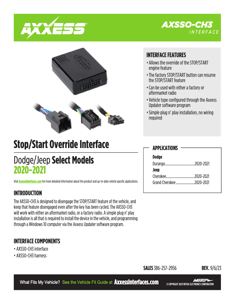 Page 1 of the manual Technical Sheet AXESS AXSSO-CH3