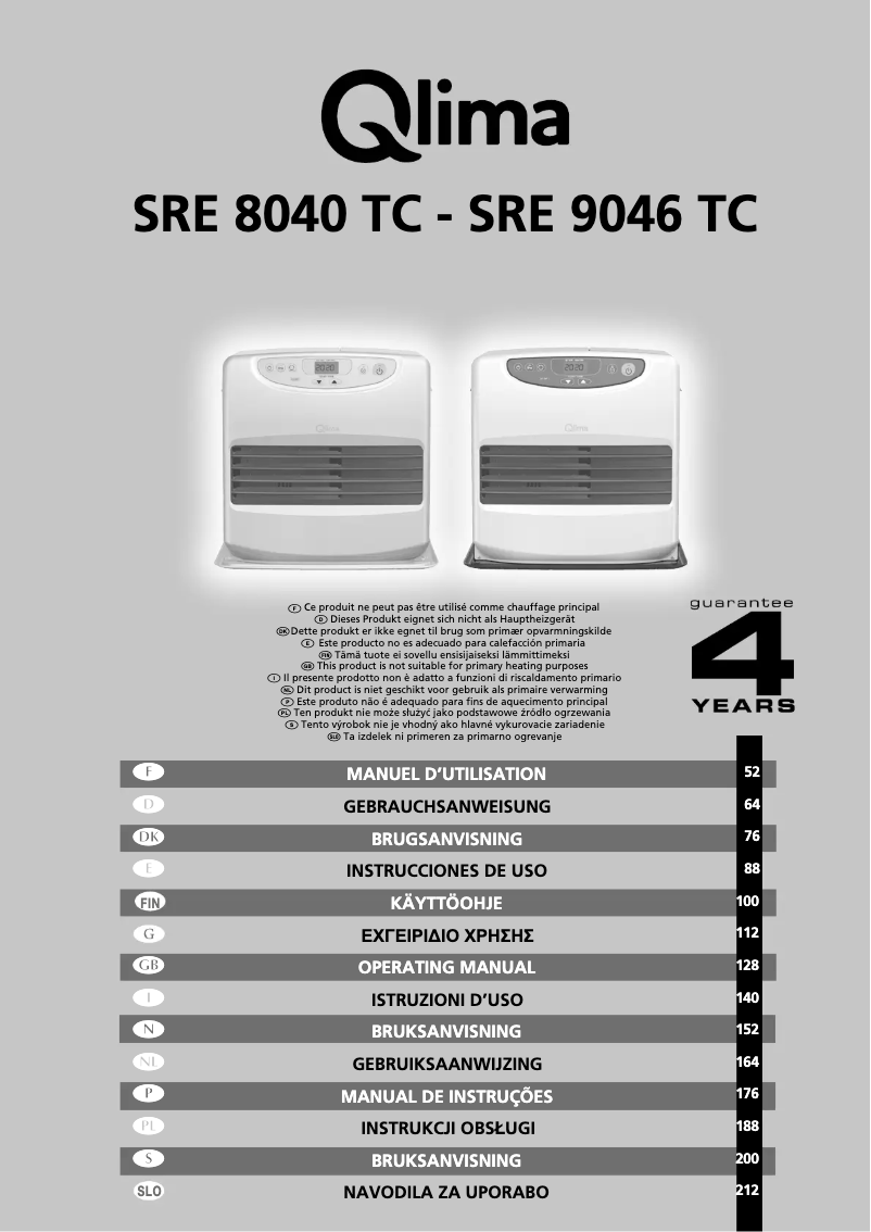 Page 1 de la notice Manuel utilisateur Qlima SRE9046TC