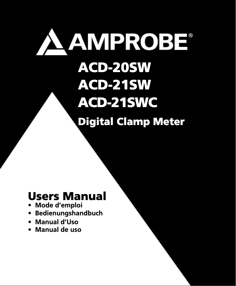 Page 1 de la notice Manuel utilisateur Amprobe ACD-20SW