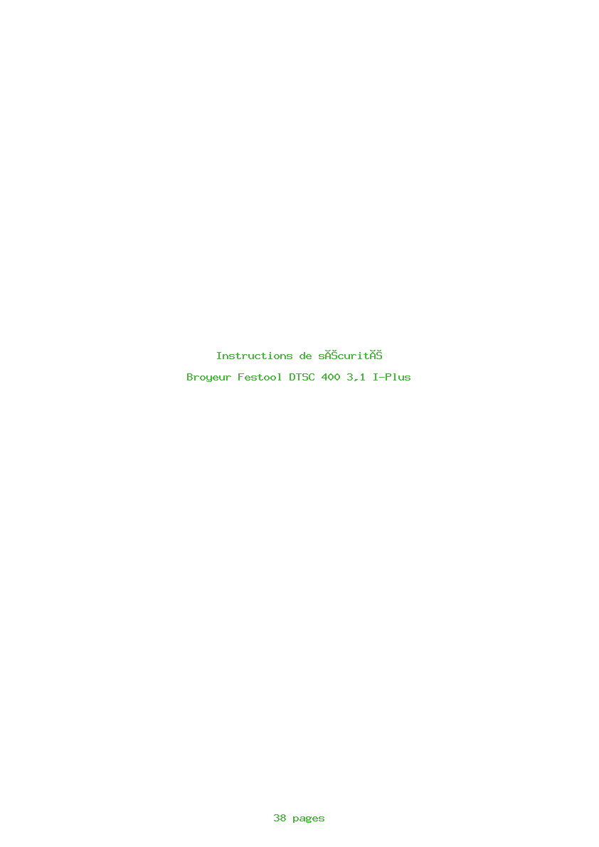 Page 1 de la notice Instructions de sécurité Festool DTSC 400 3,1 I-Plus