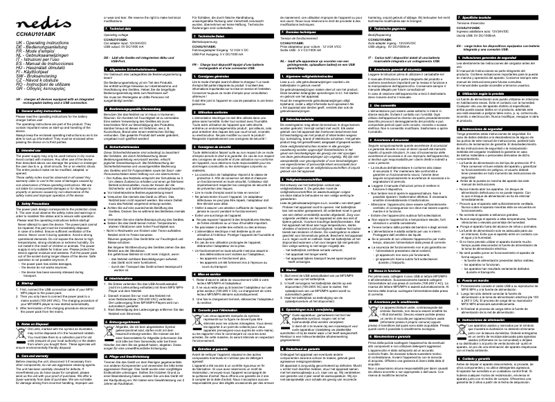 Page 1 de la notice Manuel utilisateur Nedis CCHAU101ABK