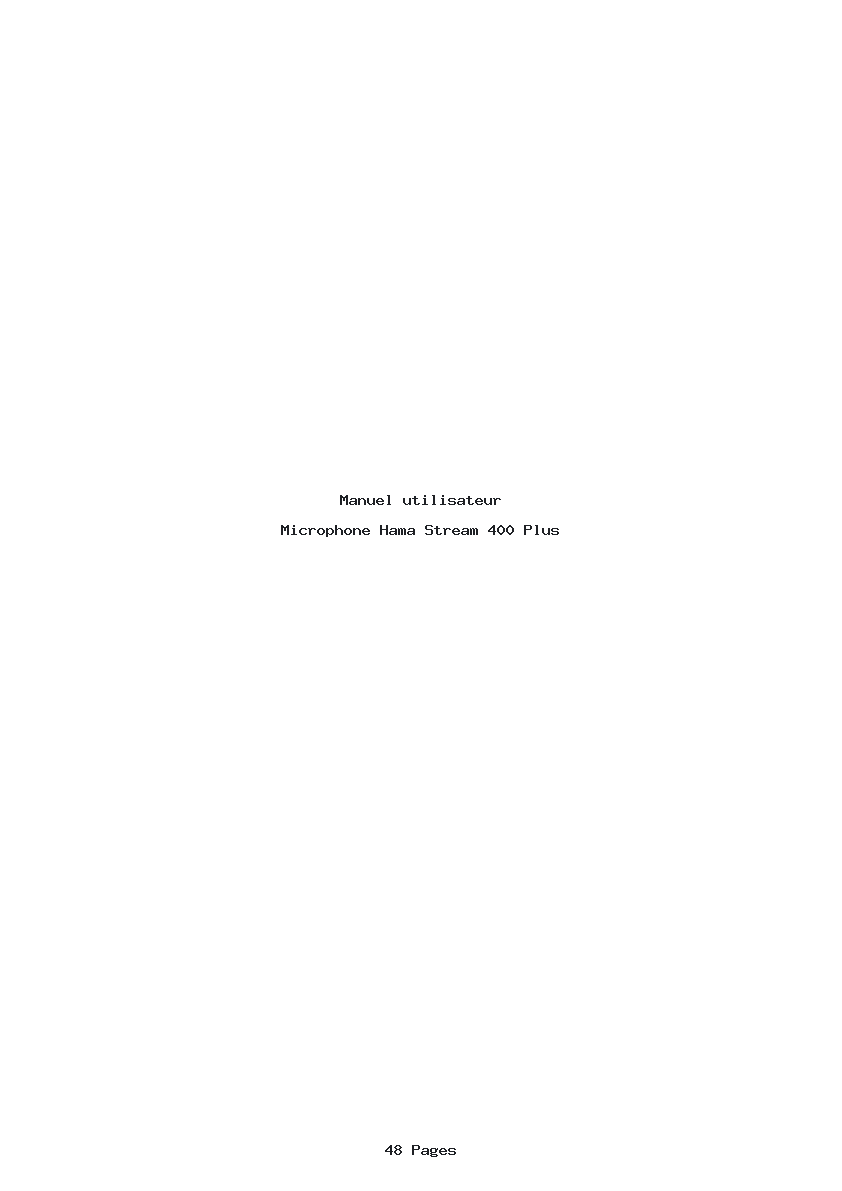 Page 1 de la notice Manuel utilisateur Hama Stream 400 Plus