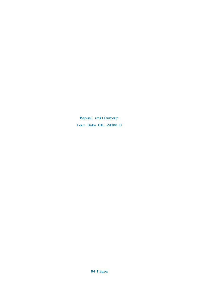 Page 1 de la notice Manuel utilisateur Beko OIE 24300 B