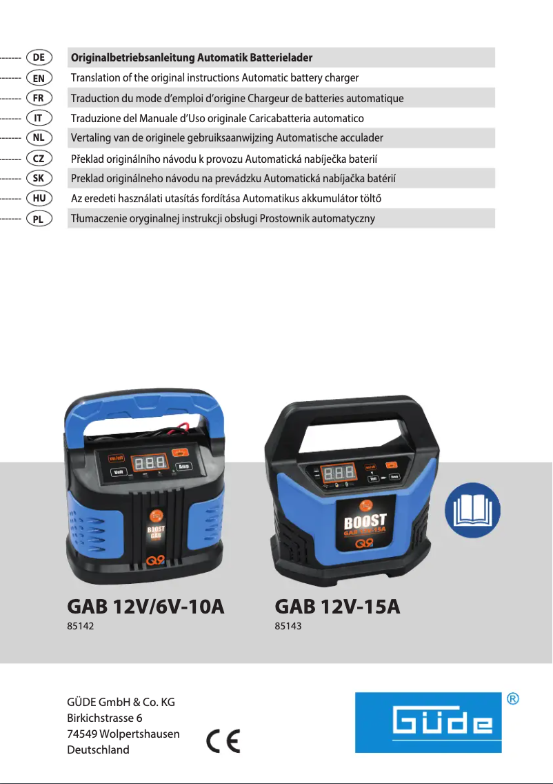 Page 1 de la notice Manuel utilisateur Güde GAB 12V-1,5A