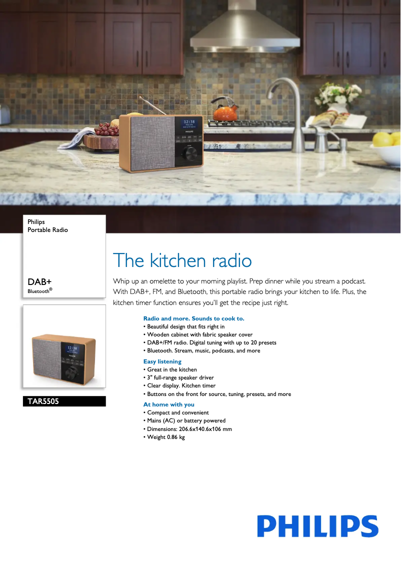 Page 1 of the manual Technical Sheet Philips TAR5505