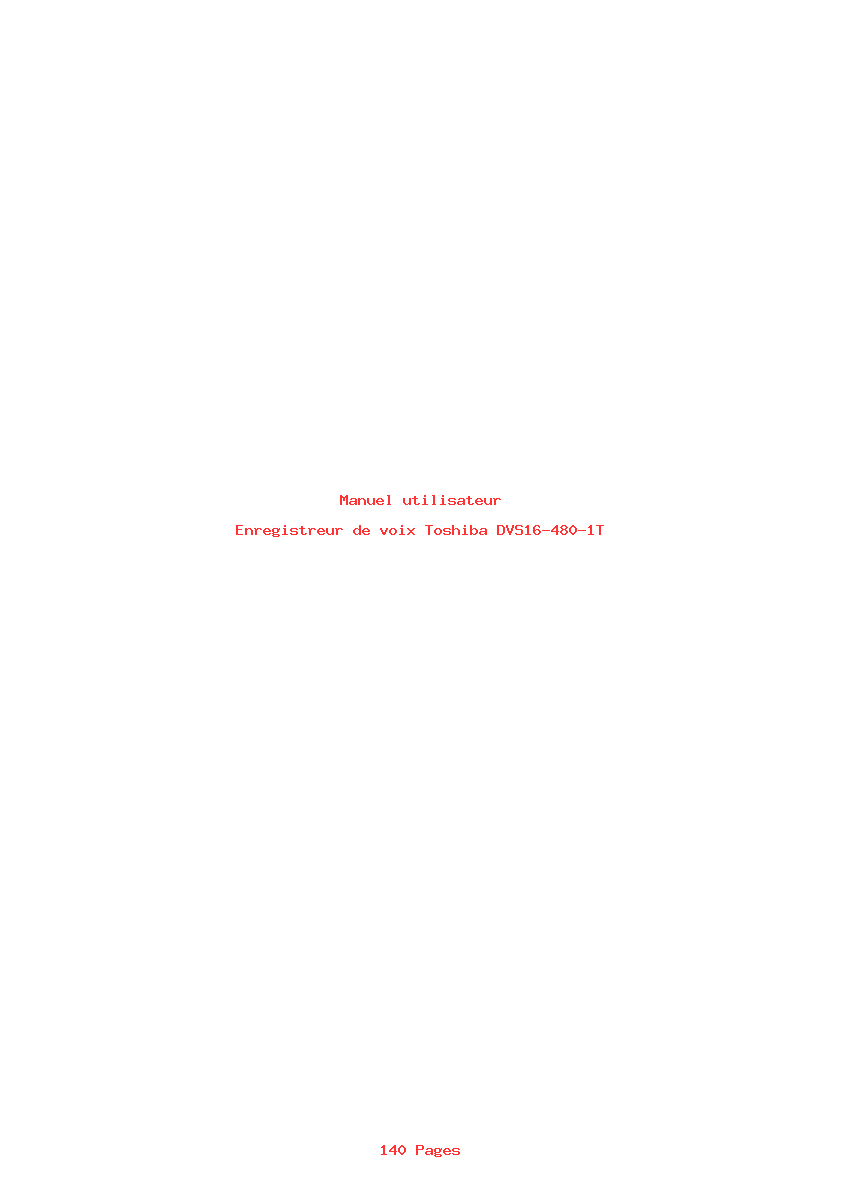 Page 1 de la notice Manuel utilisateur Toshiba DVS16-480-1T