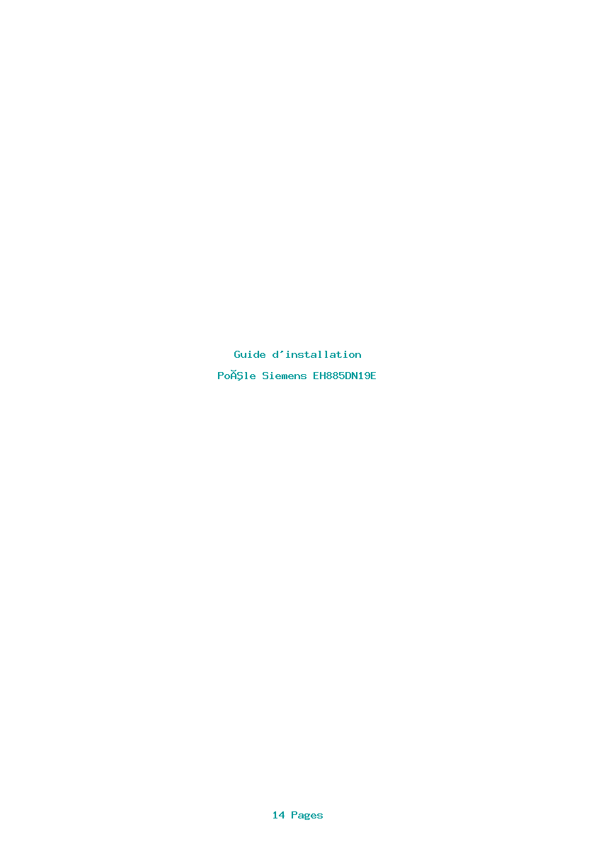 Page 1 de la notice Guide d'installation Siemens EH885DN19E
