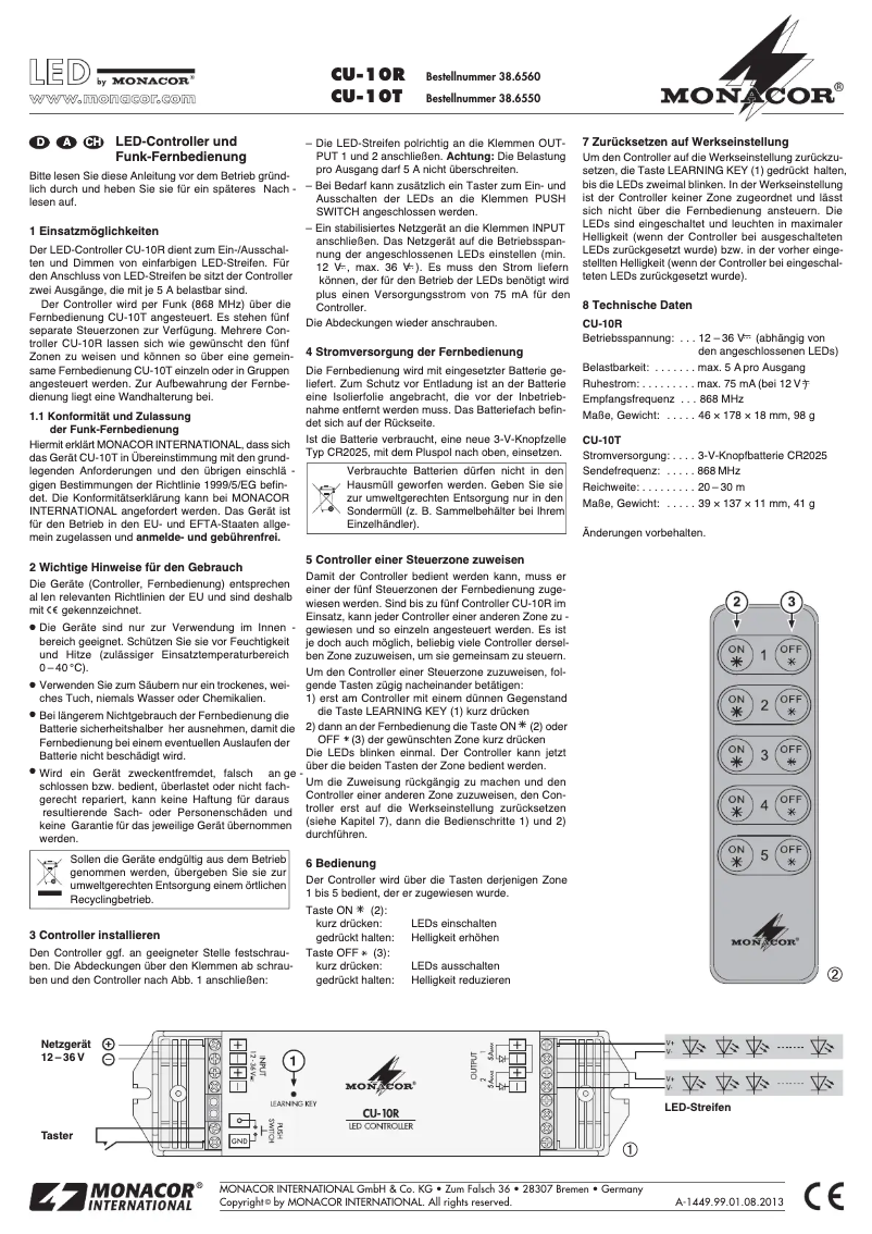 Page 1 de la notice Manuel utilisateur Monacor CU-10R