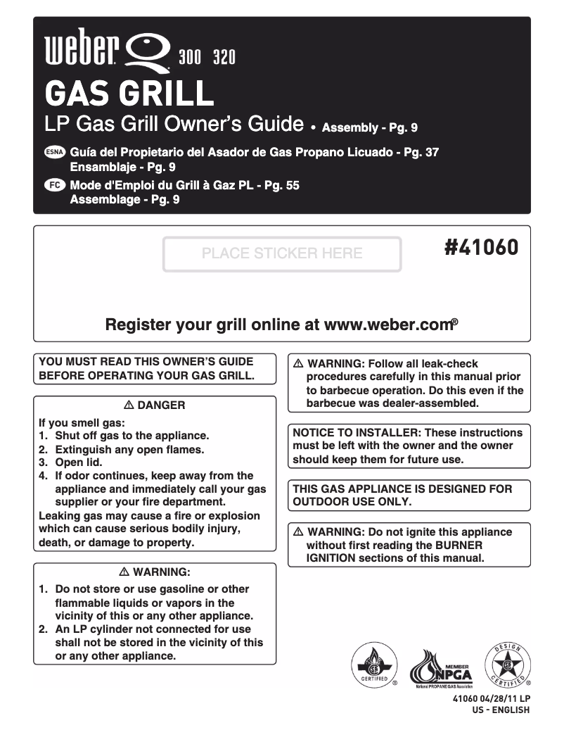 Page 1 de la notice Instructions / montage Weber Q300