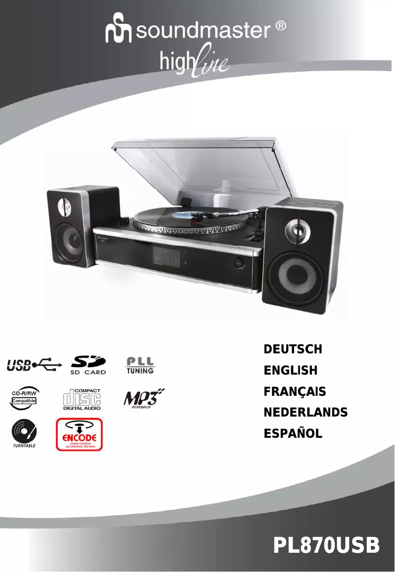 Page 1 de la notice Manuel utilisateur Soundmaster PL870USB