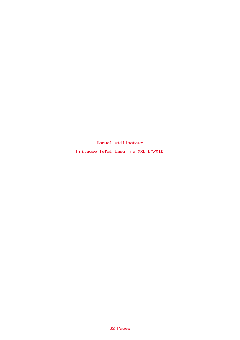 Page 1 de la notice Manuel utilisateur Tefal Easy Fry XXL EY701D