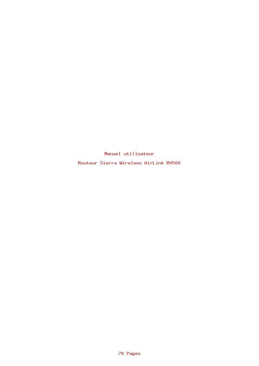 Page 1 de la notice Manuel utilisateur Sierra Wireless AirLink RV50X