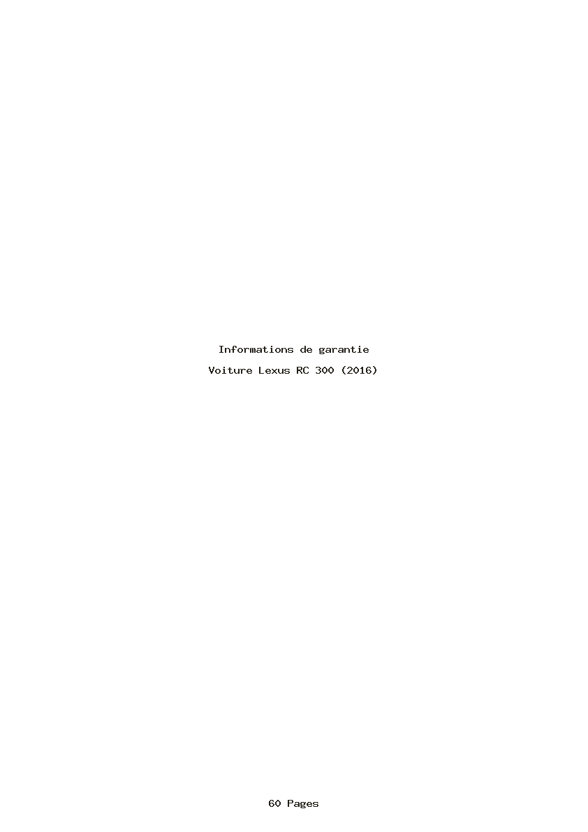 Page 1 de la notice Informations de garantie Lexus RC 300 (2016)