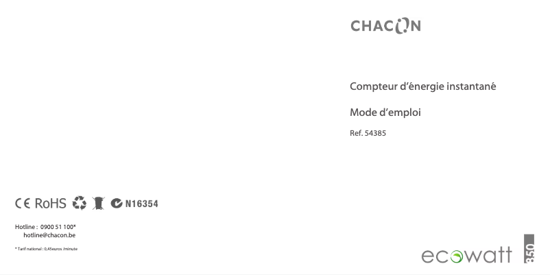 Page 1 de la notice Manuel utilisateur Chacon 54385