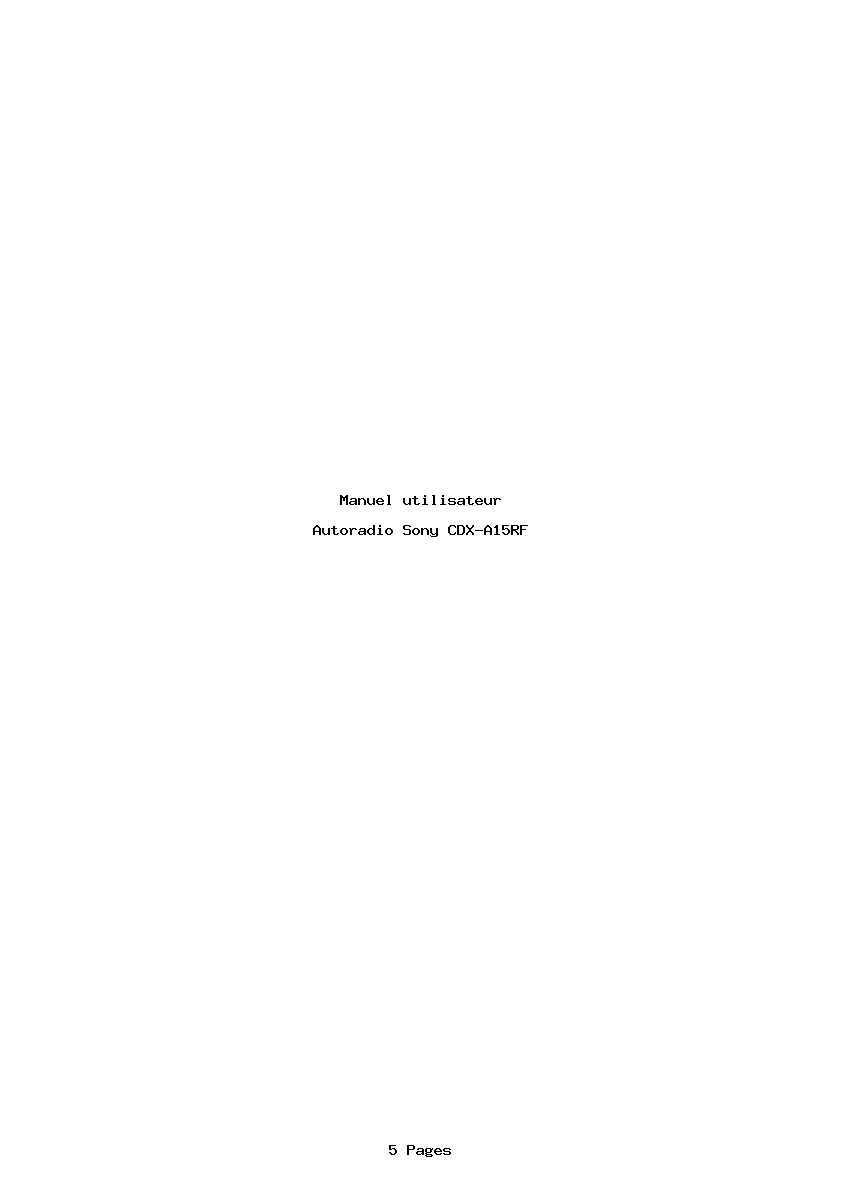 Page 1 de la notice Manuel utilisateur Sony CDX-A15RF