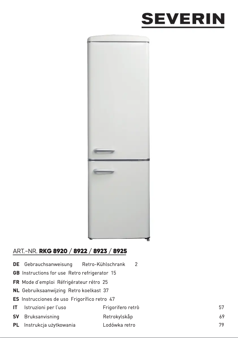 Page 1 de la notice Manuel utilisateur Severin RKG 8920