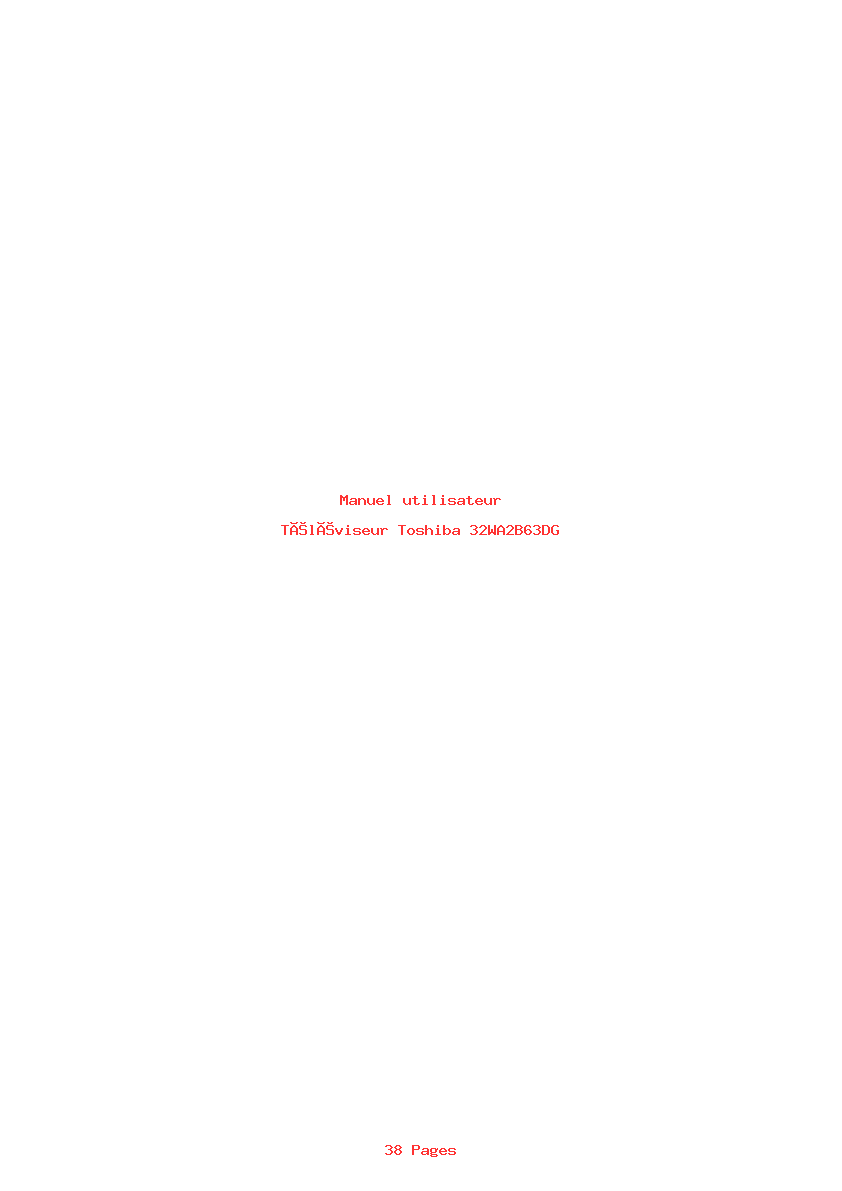 Page 1 de la notice Manuel utilisateur Toshiba 32WA2B63DG