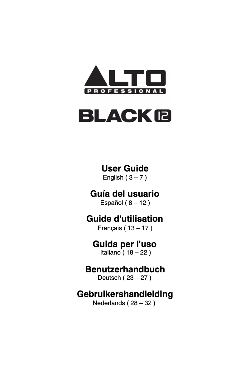 Page 1 de la notice Manuel utilisateur Alto Black12