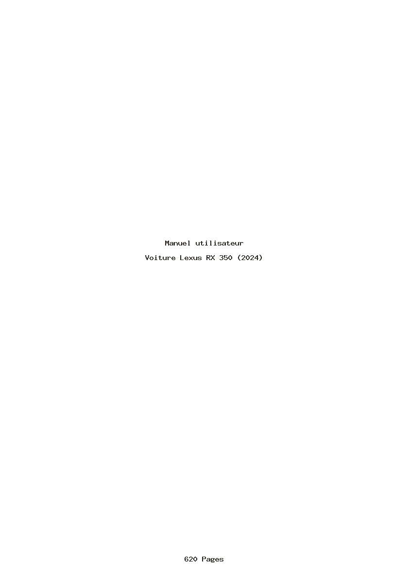 Page 1 de la notice Manuel utilisateur Lexus RX 350 (2024)