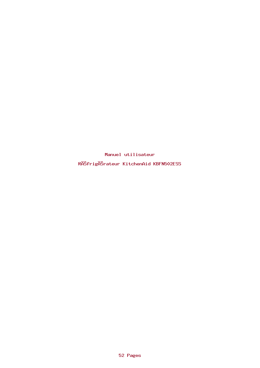 Page 1 de la notice Manuel utilisateur KitchenAid KBFN502ESS