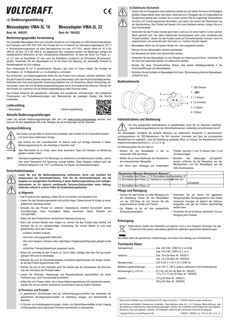 Page 1 de la notice Manuel utilisateur Voltcraft VMA-3L 32