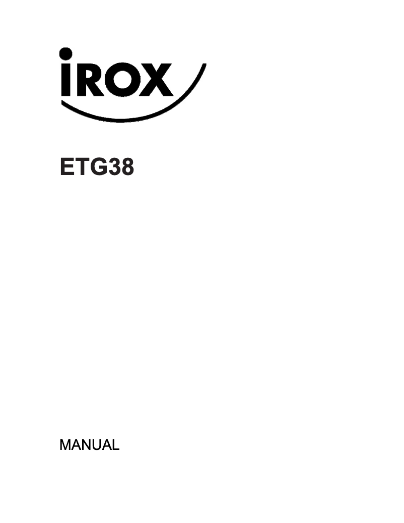 Page 1 de la notice Manuel utilisateur Irox ETG38