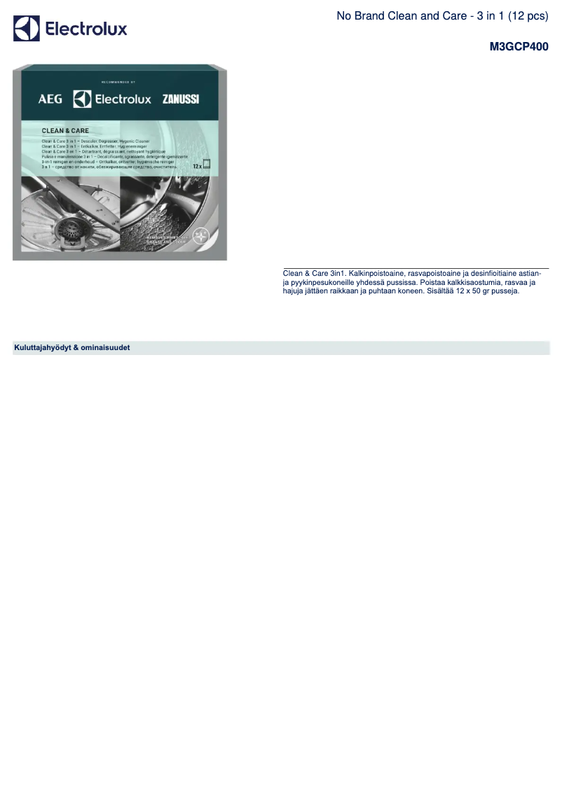 Página 1 del manual Folleto Electrolux M3GCP400