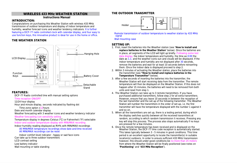 Página 1 del manual Manual de usuario Techno Line WS7079S