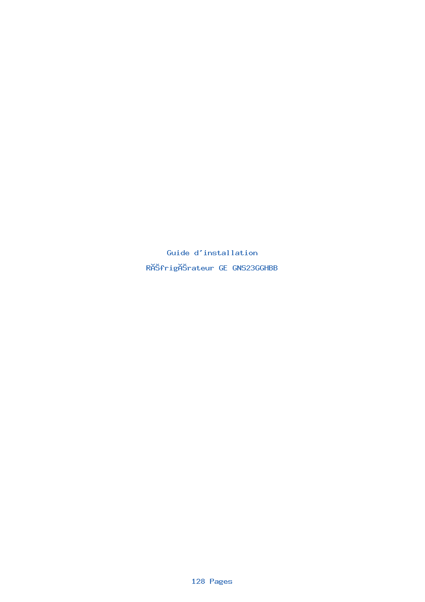 Page 1 de la notice Guide d'installation GE GNS23GGHBB