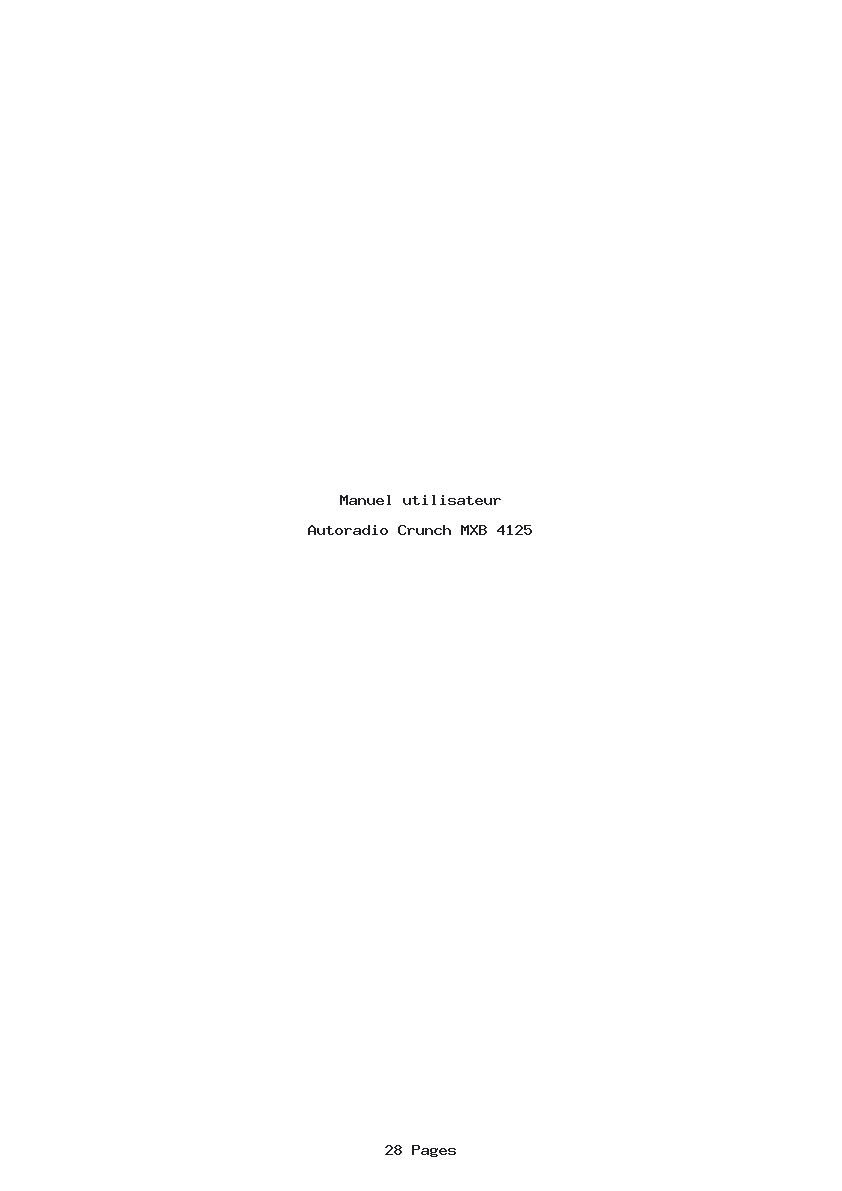 Page 1 de la notice Manuel utilisateur Crunch MXB 4125