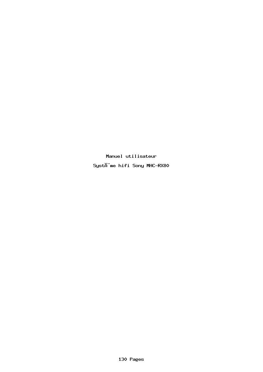 Page 1 de la notice Manuel utilisateur Sony MHC-RX80