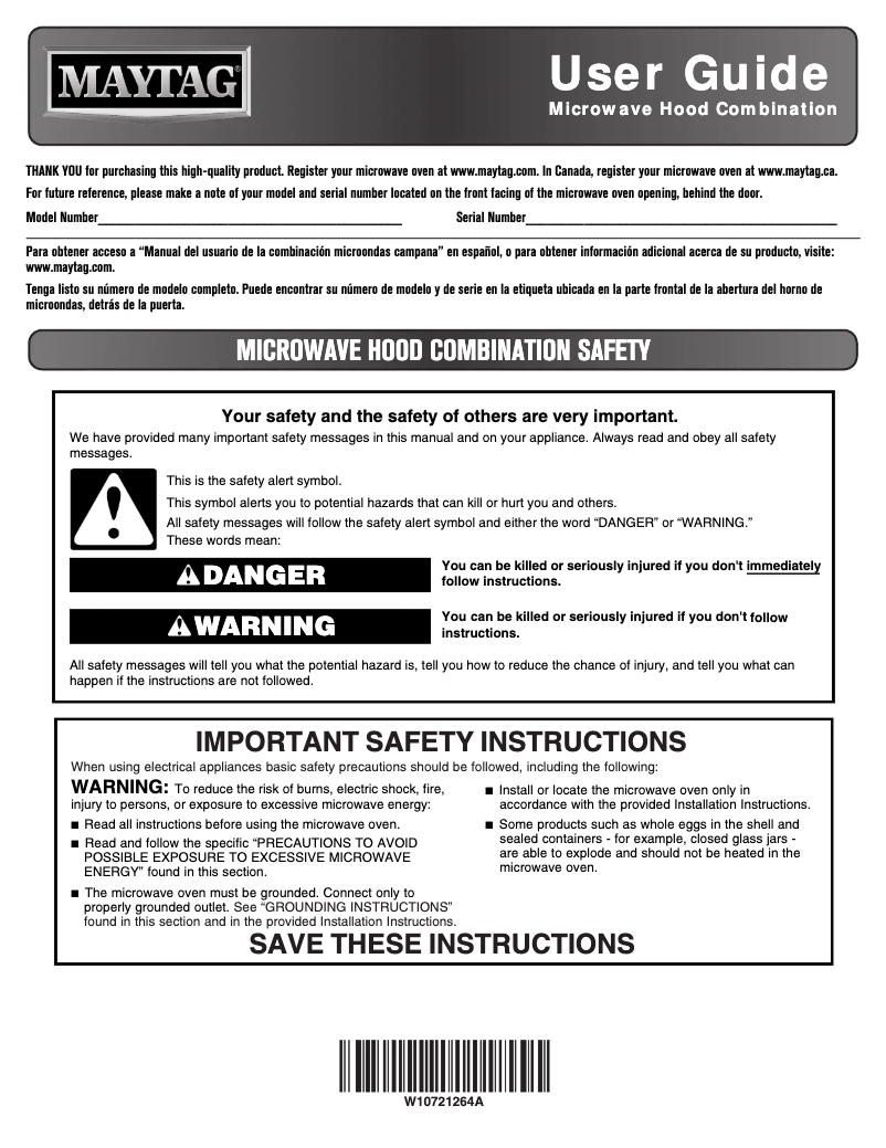 Página 1 del manual Manual de usuario Maytag MMV1174DS