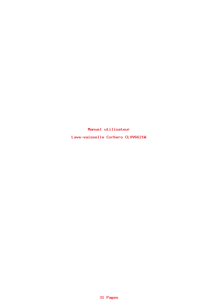 Page 1 de la notice Manuel utilisateur Corbero CLVV6621W