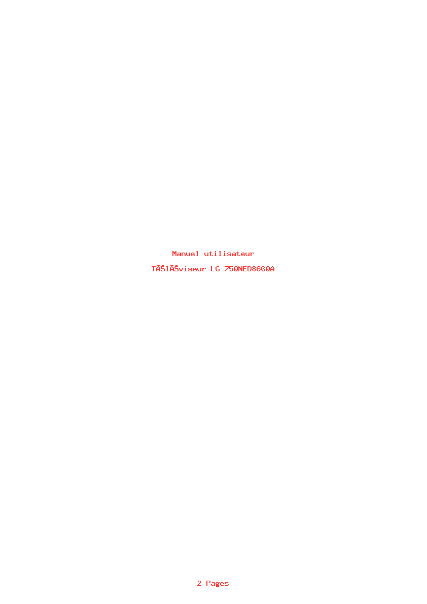 Page 1 de la notice Manuel utilisateur LG 75QNED866QA