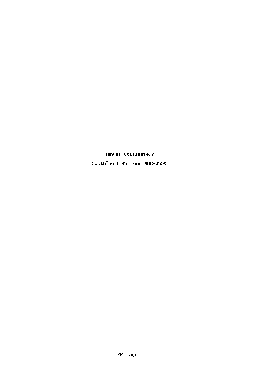 Page 1 de la notice Manuel utilisateur Sony MHC-W550
