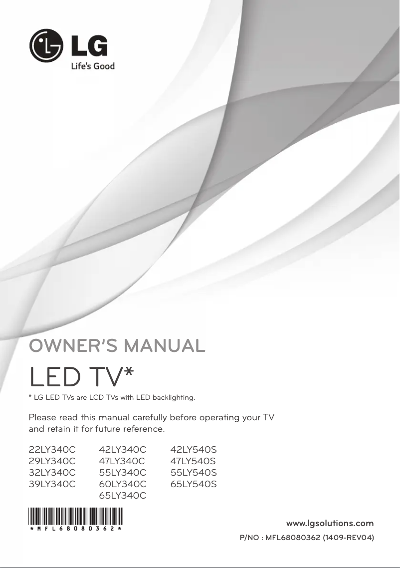 Page 1 de la notice Manuel utilisateur LG 65LY540S