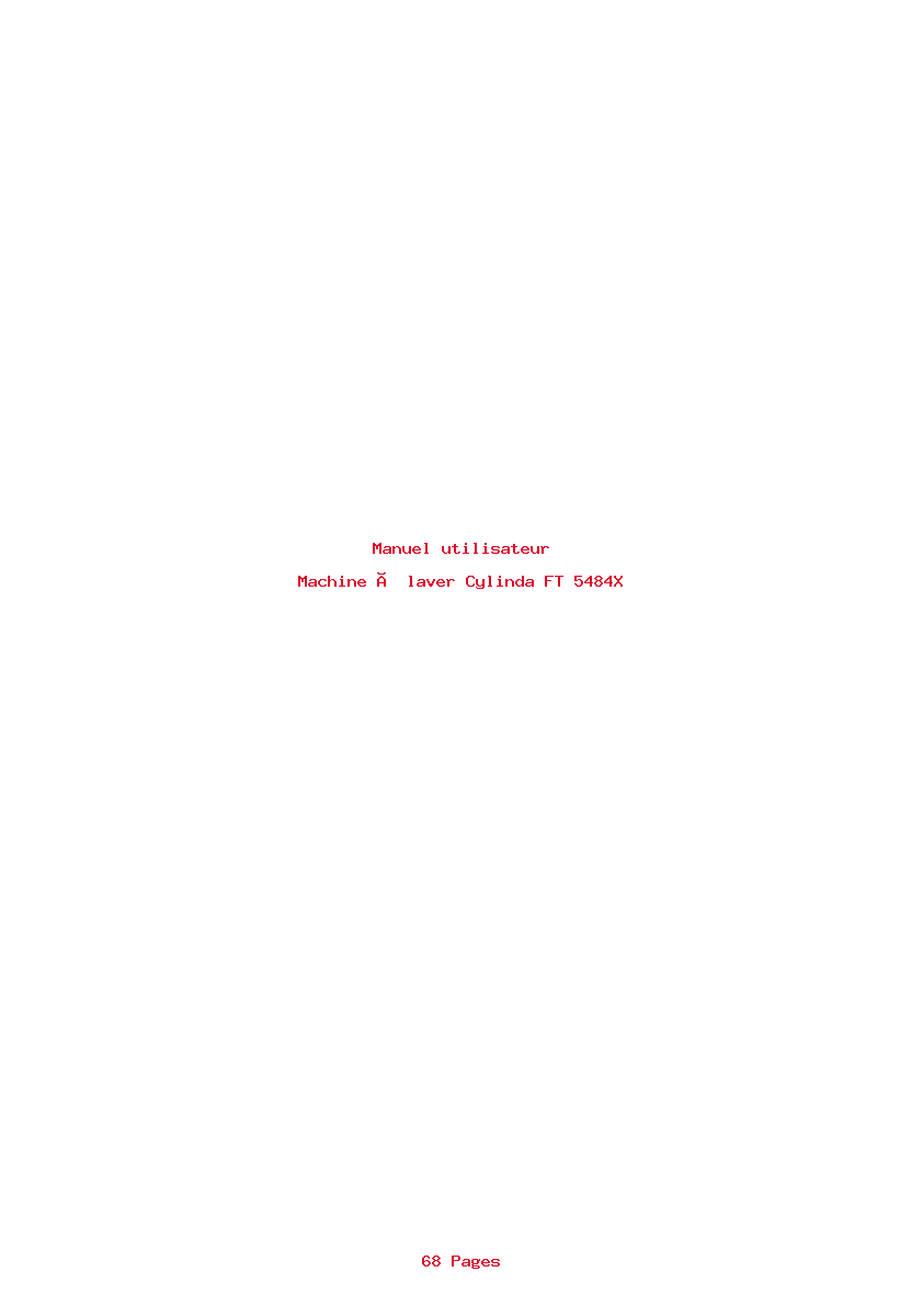Page 1 de la notice Manuel utilisateur Cylinda FT 5484X