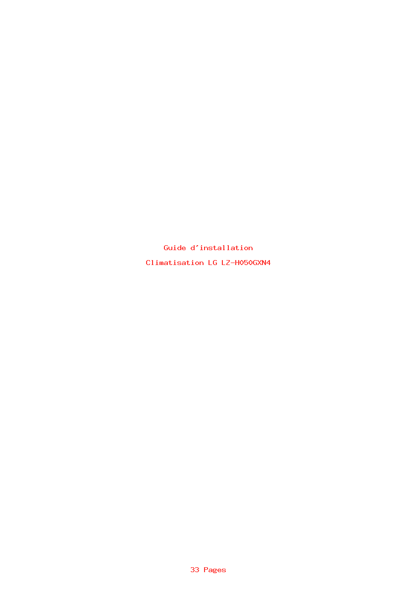 Page 1 de la notice Guide d'installation LG LZ-H050GXN4
