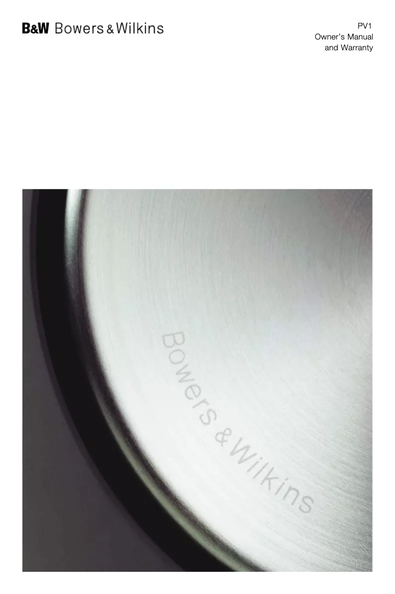 Page 1 de la notice Manuel utilisateur Bowers & Wilkins PV1