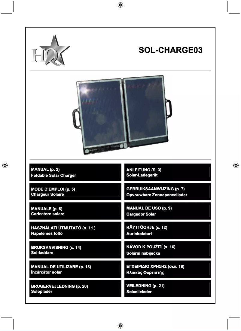 Page 1 of the manual User Manual HQ SOL-CHARGE03
